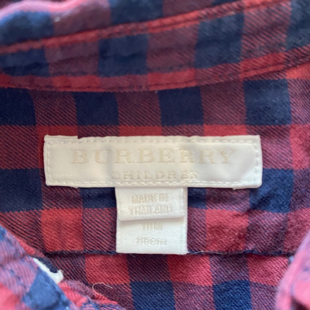 Plaid button down long sleeve red and navy - Picture 3 of 3